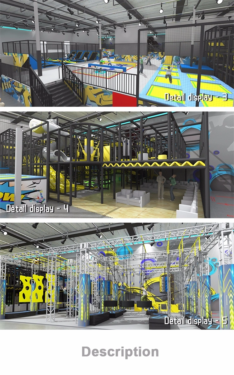 Children Adults Integrated Sports Park Ninja Warrior Trampoline Park for Amusement Park