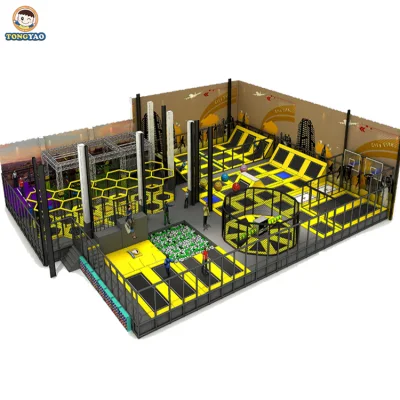 Parque de trampolín comercial duradero personalizado, parque de trampolín interior grande y barato